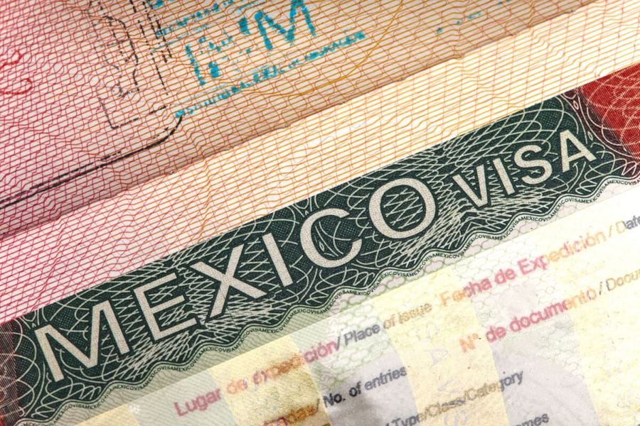 Mexican visa in a passport